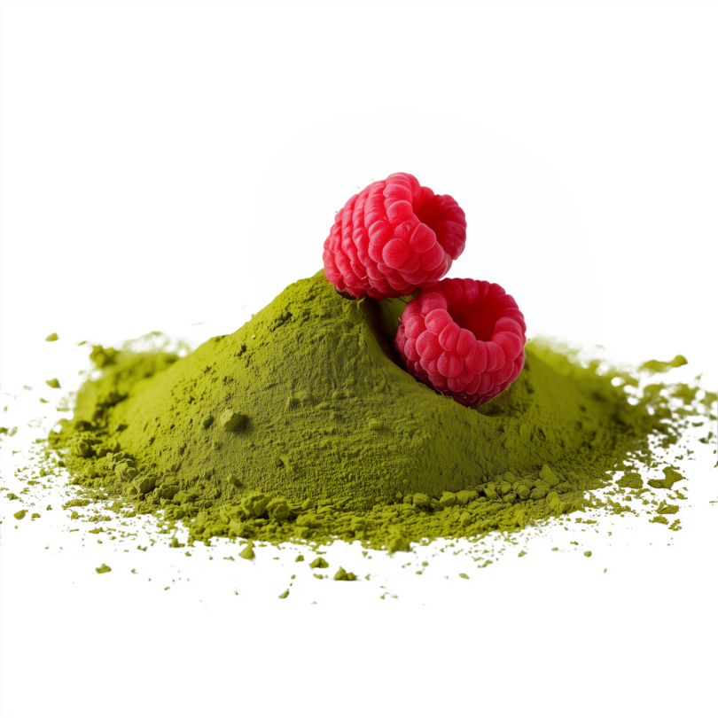 Matcha Himbeer 1 Matcha Pulver mit frischen Himbeeren für Matcha Himbeer Tee