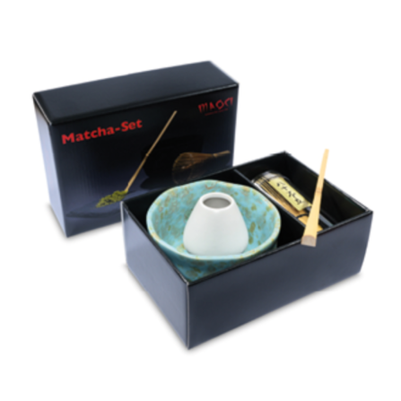 Premium Matcha Set Harmony mit türkisfarbener Matcha-Schale und Bambuszubehör